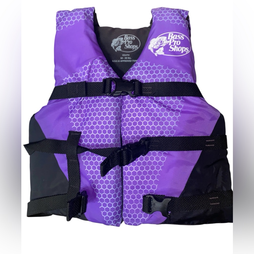 Nwot Bass Pro Shops Water Ski/Recreational Life Jacket Youth 50-90 Lbs Purple